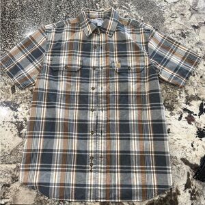 Carhartt Short-Sleeve Plaid Button-Up Shirt - Brown, Gray, White